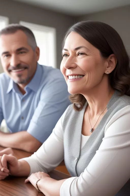 Mujer y hombre sonrientes